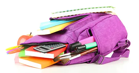 A backpack containing books and other items used by students as one of the topics discussed here.